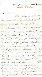 Brief unterzeichnet A.E. Steen, Lager in der Nähe von Van Buren, an seine Cousine Frau Mary Walker, Van Buren, Ark., 1. Dezember 1862