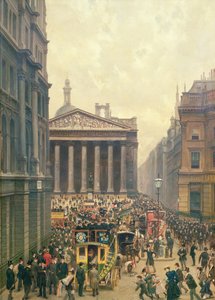 Die Rush Hour bei der Royal Exchange von der Queen Victoria Street, 1904