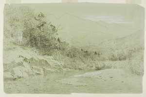 Flusslauf mit Bergen in der Ferne