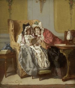 Zwei Damen betrachten ein kleines Gemälde von Alexander Hugo Bakker Korff