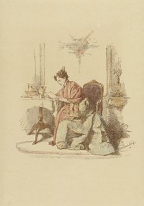 Frau, die an einem Tisch einen Brief liest von Alexander Hugo Bakker Korff