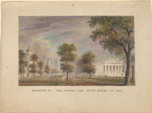 New Haven CT. Yale College und State House im Jahr 1830