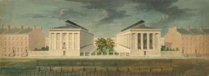 Nicht ausgeführtes Design für Cross-Block-Terrassenentwicklung, Perspektive, ca. 1831