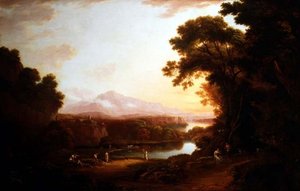 Italienische Landschaft mit tanzenden Bauern
