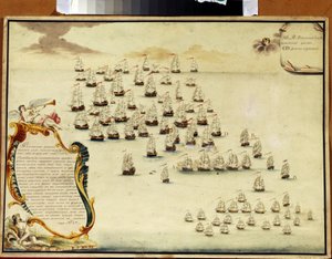 Die Seeschlacht in der Straße von Kertsch (Ukraine) am 19. Juli 1790 von Alexander Nikolaevich Depaldo