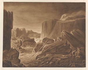 Berglandschaft mit Räubern, die Reisende ausspähen