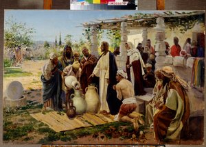 Das Wunder der Verwandlung von Wasser in Wein zu Kana von Alexander Vladimirovich Makovsky