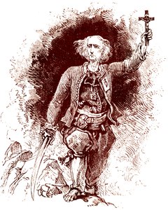 Ein Chouan-Priester. Royalistische Aufstände in der Bretagne. Ende des 19. Jahrhunderts (Gravur)