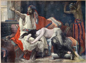 Thamar (Tamar) weint auf Absaloms Schoß, nachdem sie von ihrem Bruder Amnon vergewaltigt wurde