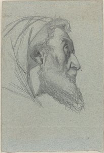 Bärtiger Mann im Profil (recto) / Frau, die nach oben schaut (verso)