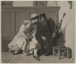 Junger Grieche im Gespräch mit einem Priester