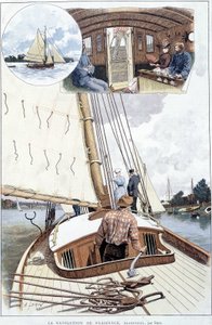 Bootfahren in Argenteuil - Zeichnung von Brun