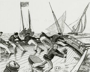 Segelrennen: Le turn du Bateau-Buoée - Zeichnung von A. Brun, Bibl. des Arts Deco von Alexandre Brun