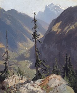 Das Lütschental mit dem Wetterhorn, von Calame, Alexandre (1810-1864). Öl auf Leinwand, ca. 1850. Dimension: 31,2x26,1 cm. Museum Oskar Reinhart, Winterthur