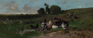 Animierte Landschaft mit Hühnern von Alexandre Defaux