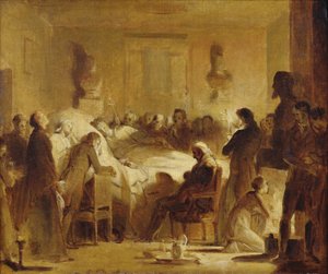 Die letzten Momente von Charles-Ferdinand von Frankreich im Verwaltungsraum der Pariser Oper, 14. Februar 1820 von Alexandre Evariste Fragonard