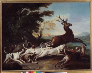 Jagd: „Debuche des Hirsches“ Gemälde von François Desportes (1661-1743) 1718