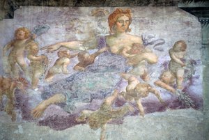 Eines der Fresken aus den Mazzanti-Häusern, Piazza delle Erbe, Verona (UNESCO-Welterbeliste, 2000), Venetien, Italien von Nicolas Toussaint Charlet