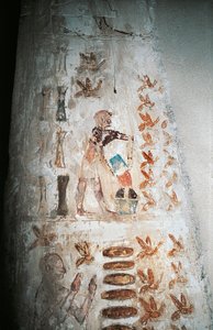 Wandmalerei, die eine Szene der Bienenzucht darstellt, auf einer Säule des Hypäthralhofs, aus dem Grab von Pabasa, Asasif von Nicolas Toussaint Charlet