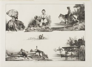 Blatt mit Skizzen, Nr. 3 von Alexandre Gabriel Decamps