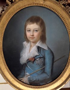Porträt von Louis XVII (1785-1795) dargestellt als Delfin. Pastellgemälde von Alexander Kucharski (1741-1819). Maße 0,62 x 0,52 m. Versailles, Schlösser von Versailles und Trianon