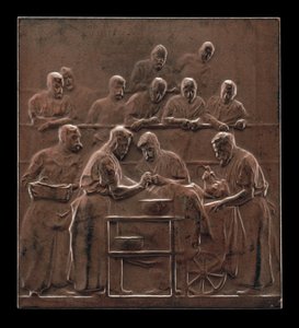 Monod demonstriert ein Verfahren im Operationssaal [Rückseite], ca. 1906