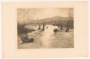 Hafen mit Sonnenuntergang von Alexandre Lunois (signed by artist)
