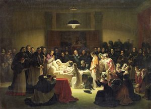 Die letzten Momente von Charles-Ferdinand von Frankreich (1778-1820) im Verwaltungsraum der Pariser Oper, 14. Februar 1820, um 1828