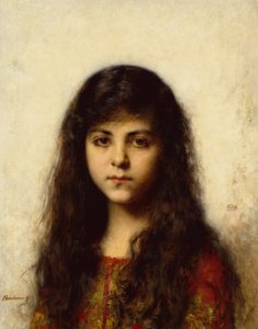 Porträt eines jungen Mädchens von Alexei Alexevich Harlamoff