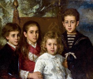 Porträt der Kinder von Paul Pavlovich Demidoff, 2. Prinz von San Donato: Aurore Anatol, Maria und Pavel von Alexei Alexevich Harlamoff
