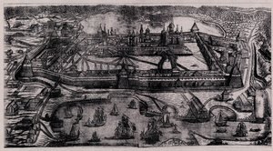 Das Solowezki-Verklärungs-Kloster auf den Solowezki-Inseln, 1744 von Alexei Fyodorovich Zubov