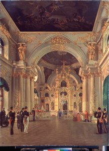 Das Innere der großen Kirche im Winterpalast in Sankt Petersburg von Alexei Vasilievich Tyranov