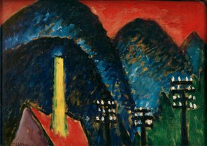Blaue Berge (Landschaft mit gelbem Schornstein) von Alexej von Jawlensky
