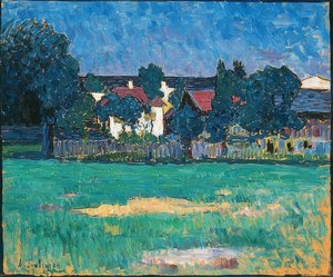 Wasserburger Landschaft mit Häusern und Wiese von Alexej von Jawlensky