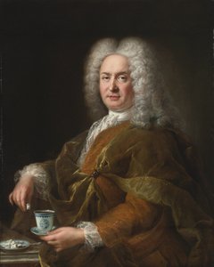 Porträt eines Gentlemans mit einer Tasse Schokolade von Alexis Simon Belle