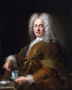 Porträt eines Gentlemans mit einer Tasse Schokolade