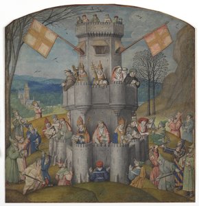 Die Festung verteidigt, Mitte des 15. Jahrhunderts (illuminierte Handschrift)
