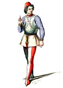 Halévy - Die Zauberin - Kostümentwürfe von Alfred Albert - 04. Knappe, Männerchöre (retuschiert)