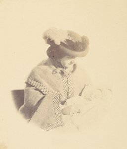 [Vignettierte Porträt, Frau hält ein Baby], 1850er-60er Jahre