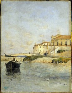 Das Fischerdorf. Gemälde von Alfred Casile (1848-1909). Limoux, Musée Petiet. von Alfred Casile