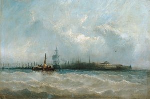New York vom Hafen aus mit Blick auf die Battery und den Castle Garden, 1858 von Alfred Copestick