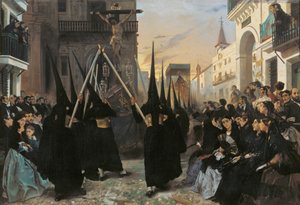 Eine Prozession entlang der Calle Genova von Alfred Dehodencq