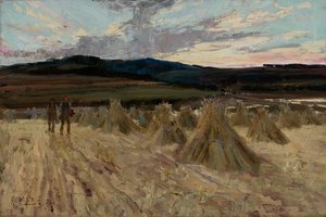 Erntearbeiter bei Sonnenuntergang von Alfred East