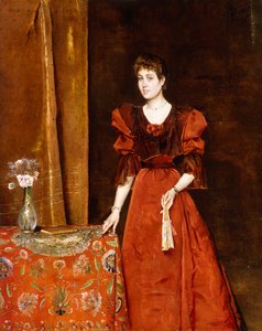 Elegante Dame mit einem Fächer, 1893