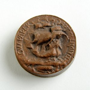 Maquette für den Stempel der O.W. Paper Art Company Ltd (bronziertes Gips) von Alfred Gilbert