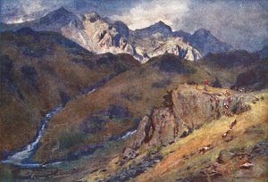 Lake District: Eine Fuchsjagd, Kopf von Eskdale und Scawfell von Alfred Heaton Cooper