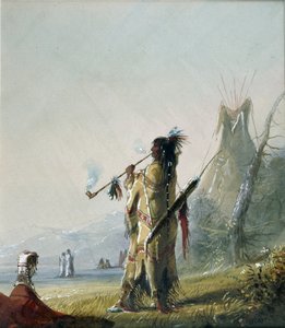 Ein Shoshonee-Indianer beim Rauchen