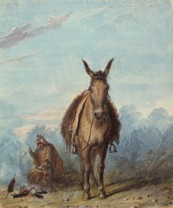 Ein Fallensteller in seinem einsamen Lager, ca. 1837 von Alfred Jacob Miller