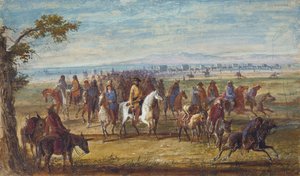 Karawane: Sir William Stewart auf weißem Pferd, ca. 1837