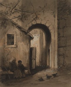 Kinder vor einem Tor von Alfred Jacob Miller